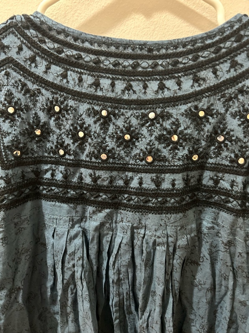 Free People Slate Blue Embroidered Open-Front top - Picture 7 of 7